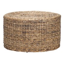 Round wicker ottoman on sale coffee table